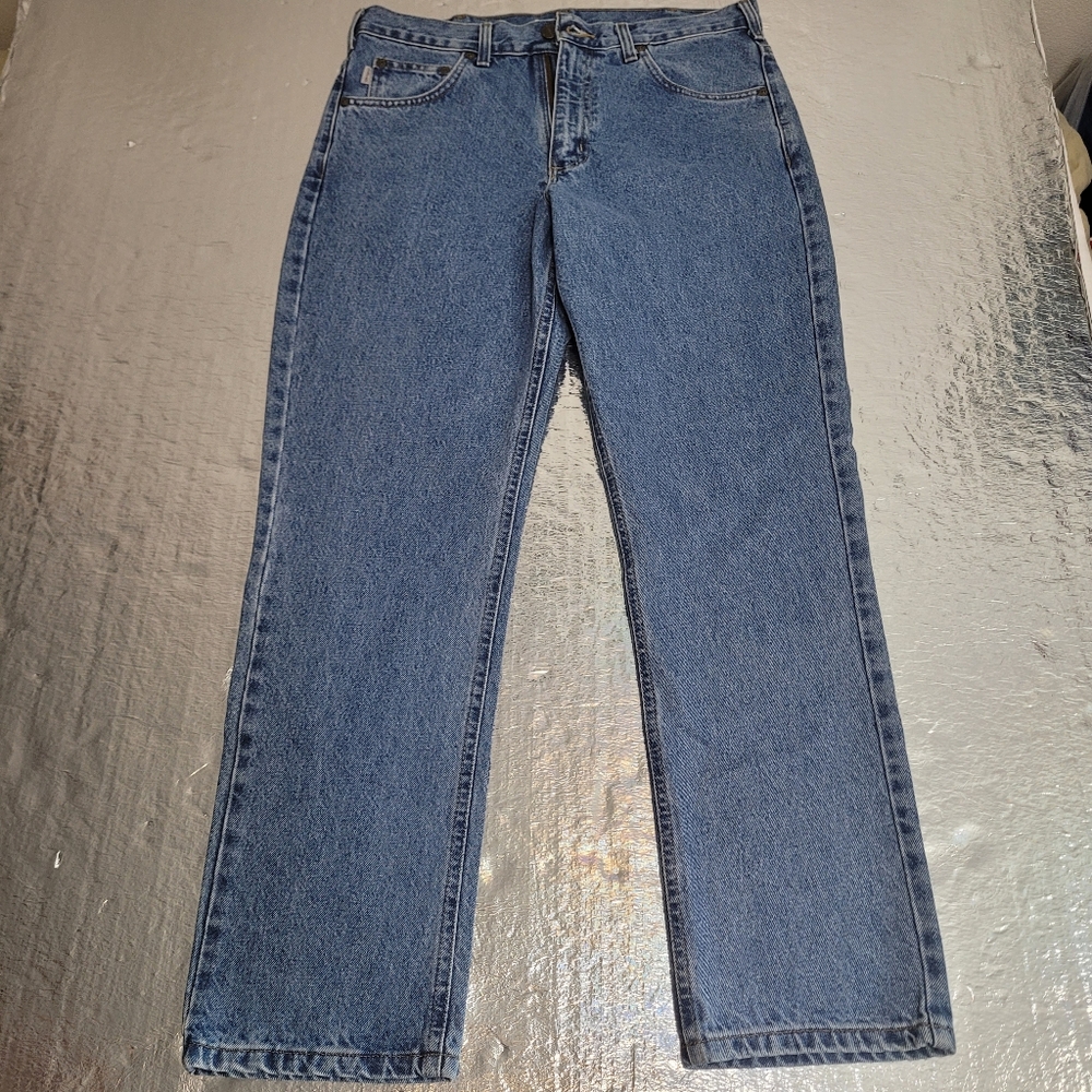 Carhartt Traditional Fit Tapered Leg Cotton Blue Denim Jeans Men's 33x30 B18STW